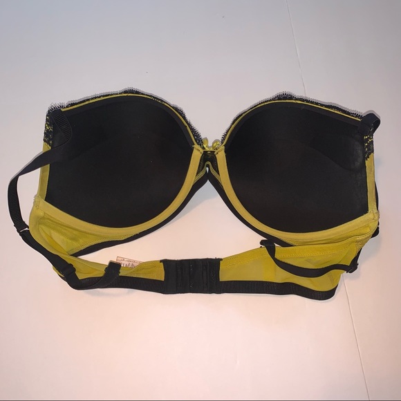 La SENZA shiny neon green push-up bra with black lace size 36 C like new - Picture 9 of 11
